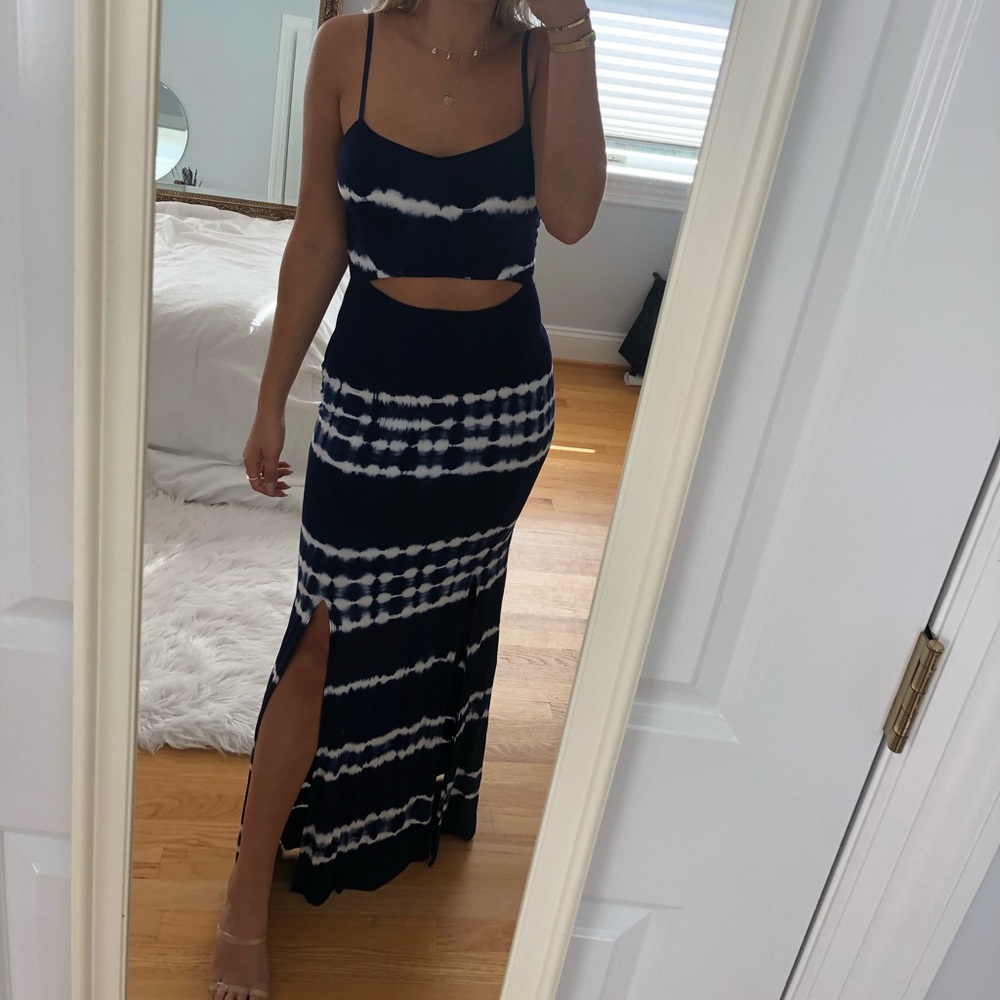 Kittenish Blue Tie Dye Maxi Dress